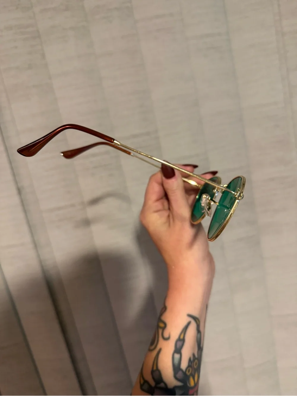 Rainbow OPTX Gold Frame Green Sunglasses